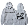 FAITH OVER FEAR Print Hoodies for Men Women Casual