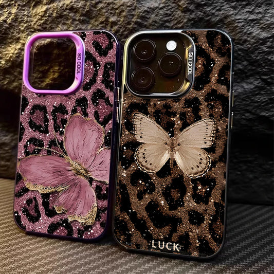 Butterfly Leopard Phone Case for IPhone 17 16 15 14 13 12 11