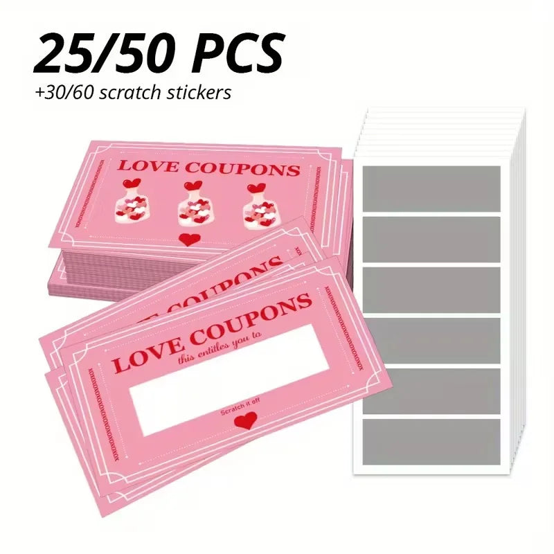30-300PCS Valentine's Day Scratch Cards Cards