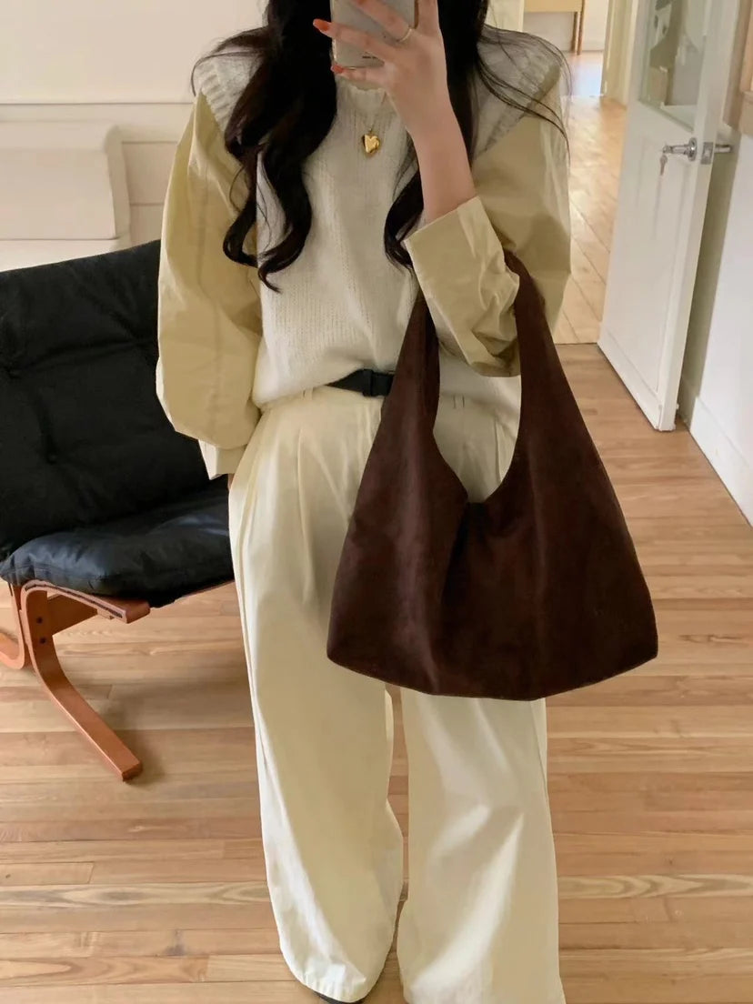 vintage faux suede hobos women shoulder bags