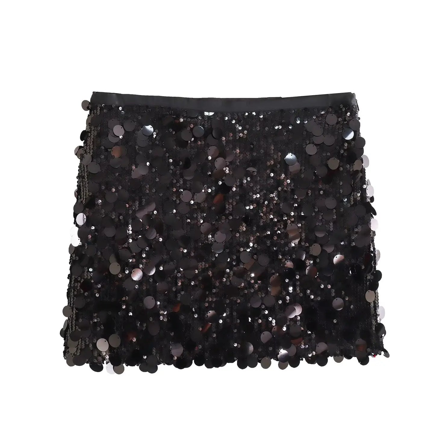  TFMLN New Women Fashion Sequined Mini Skirts Solid