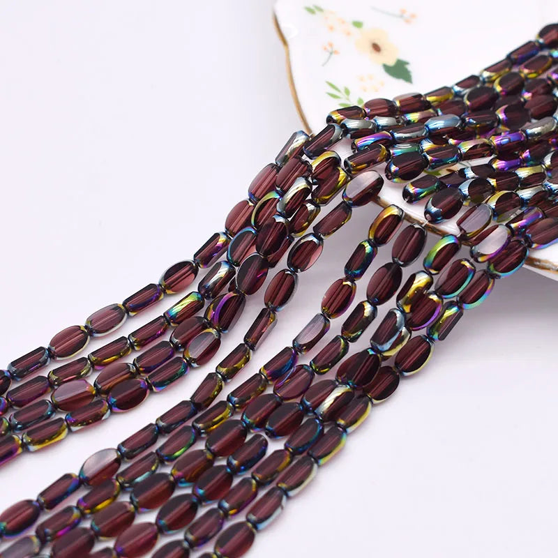 4x7mm 50pcs/lot Briolette Oval Glass Beads Plating Gold Color Crystal