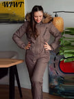 Warm Hooded Fur Splicing Ski Suit Women's