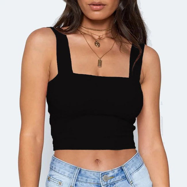 Square Neck Sleeveless Summer Crop Top