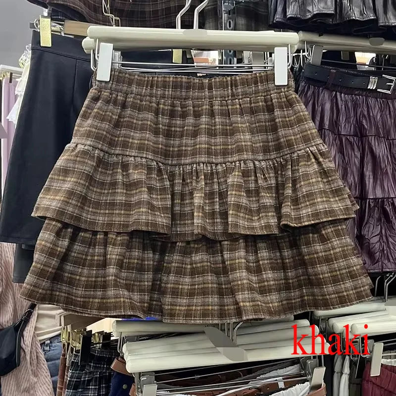 Japanese Y2k Cute Ruffled Plaid Skirt Punk Rock Subculture