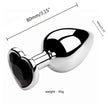 3PCS S/M/L Metal Anal Plug Butt Plug, sleek design with heart-shaped base and measurements