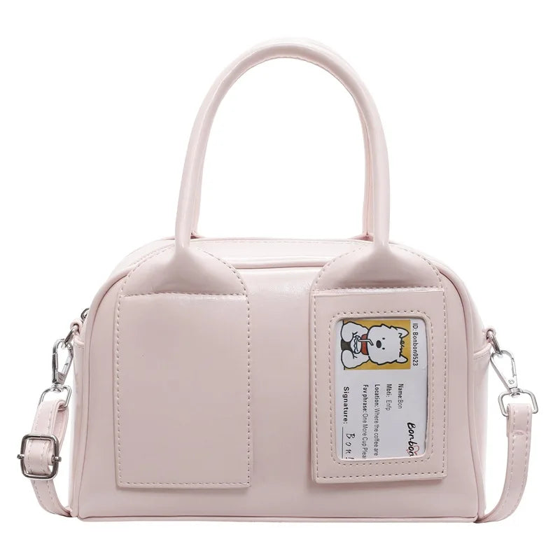 2026 New Y2K Harajuku Shoulder Bag Women, pink handbag with handles and detachable strap.