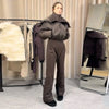 Warm Hooded Fur Splicing Ski Suit Women's