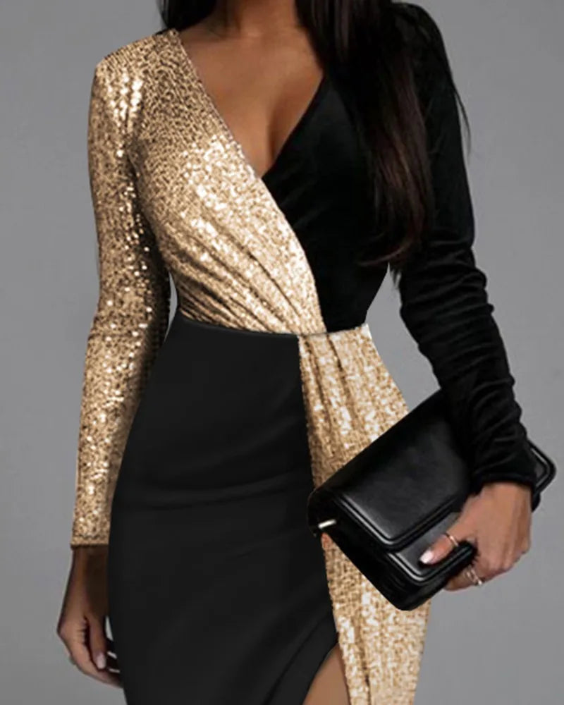 Party Dress: Black Gold Sequin - IM PERKY Boutique