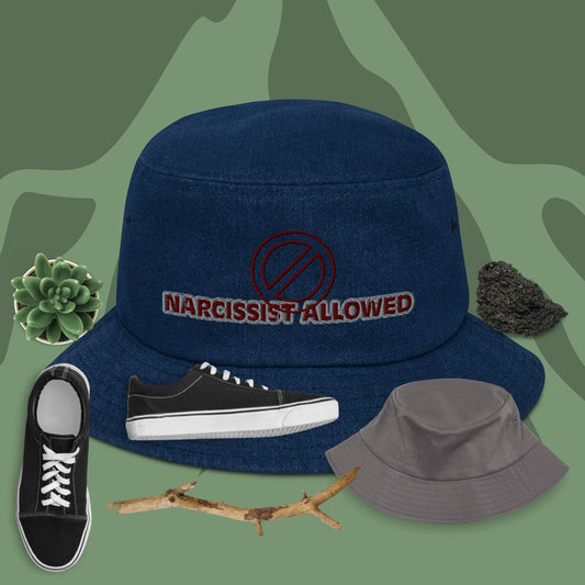 No Narcissist Allowed Denim bucket hat