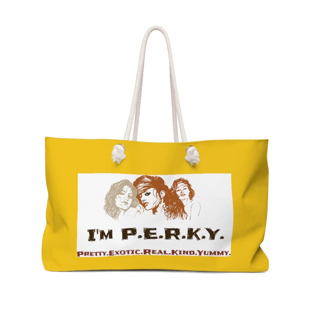 Yellow I'm P.E.R.K.Y. II Weekender Bag - Lady Vals Vanity