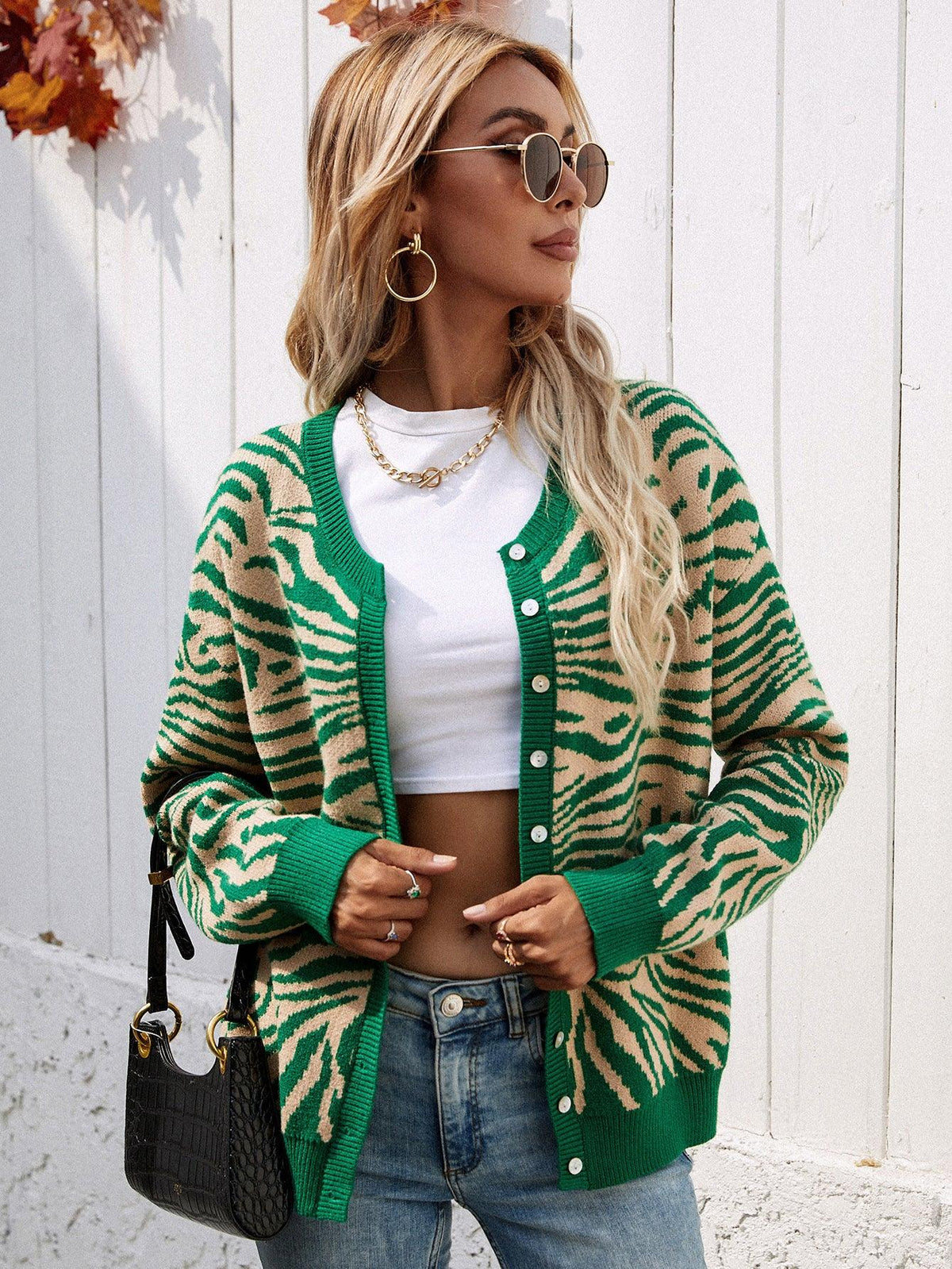 Zebra Print Button Down Cardigan - Lady Vals Vanity