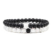 Set Bracelet Couples Distance Black White Natural Lava Stone Tiger Eye Beaded - Lady Vals Vanity