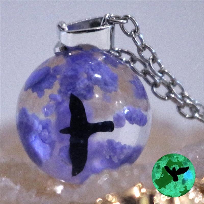 Chic Transparent Resin Round Ball Moon Pendant Necklace - Lady Vals Vanity