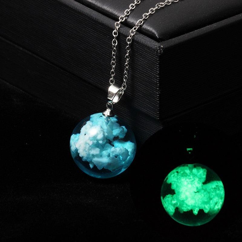 Chic Transparent Resin Round Ball Moon Pendant Necklace - Lady Vals Vanity