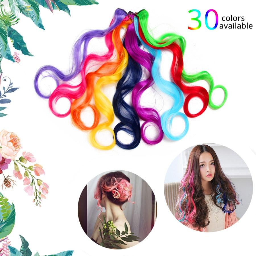 Alileader Synthetic Wavy One Clip In Hair Rainbow Color Curly Clip In One Piece Hair Extensions More Durable Long Curly Hairs - Lady Vals Vanity