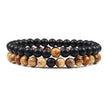 Set Bracelet Couples Distance Black White Natural Lava Stone Tiger Eye Beaded - Lady Vals Vanity