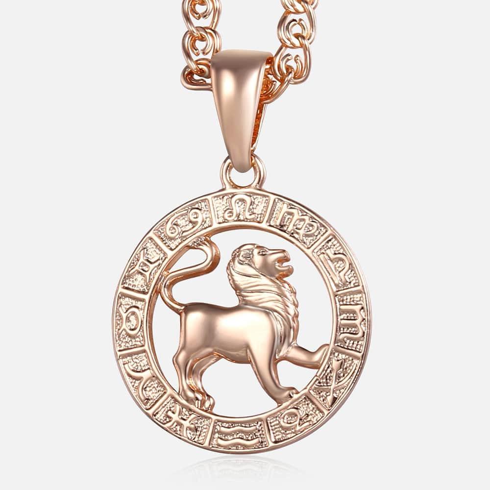 12 Zodiac Sign Constellations Pendant Necklace For Women Men 585 Rose Gold Color Necklace Birthday Gifts Drop Shipping GPM16A - Lady Vals Vanity