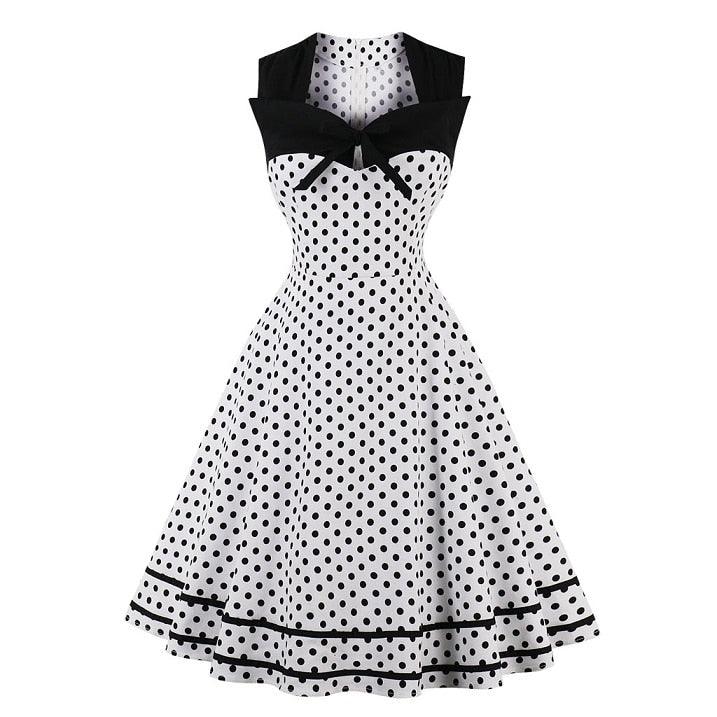 Polka Dot Women Retro Dress Female Sleeveless 1950s 60s - Lady Vals Vanity