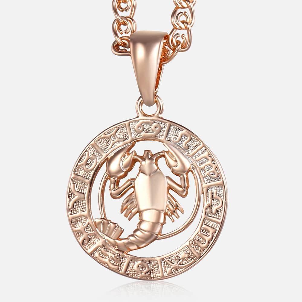 12 Zodiac Sign Constellations Pendant Necklace For Women Men 585 Rose Gold Color Necklace Birthday Gifts Drop Shipping GPM16A - Lady Vals Vanity