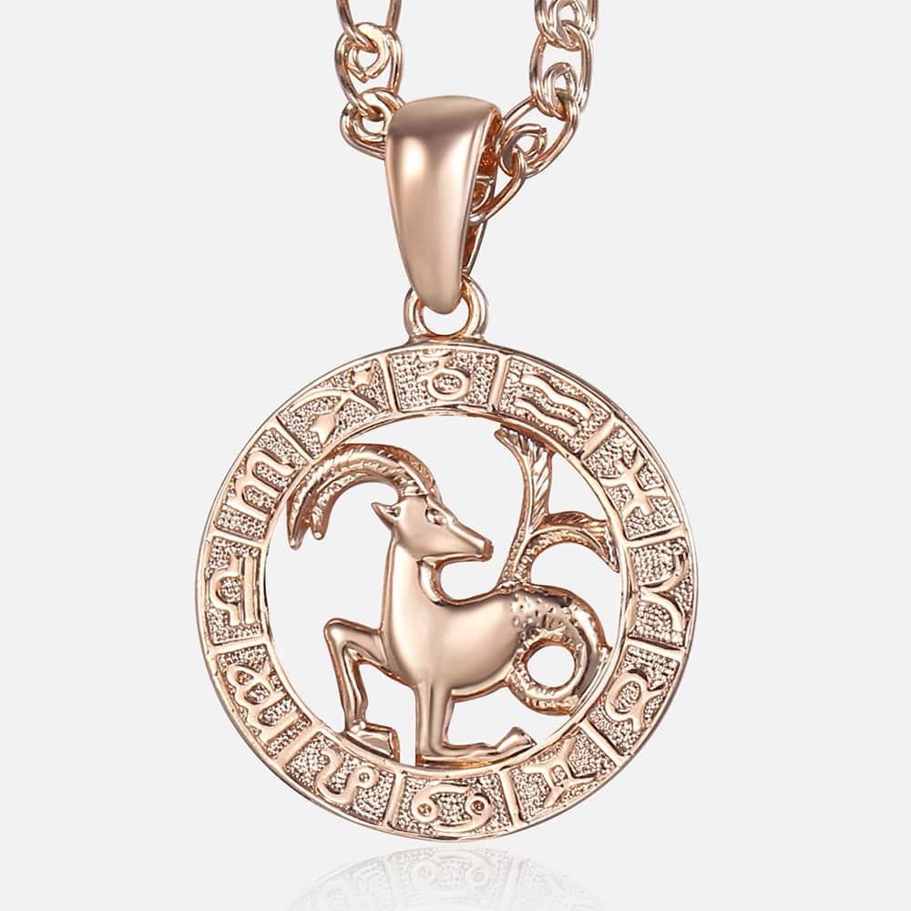 12 Zodiac Sign Constellations Pendant Necklace For Women Men 585 Rose Gold Color Necklace Birthday Gifts Drop Shipping GPM16A - Lady Vals Vanity