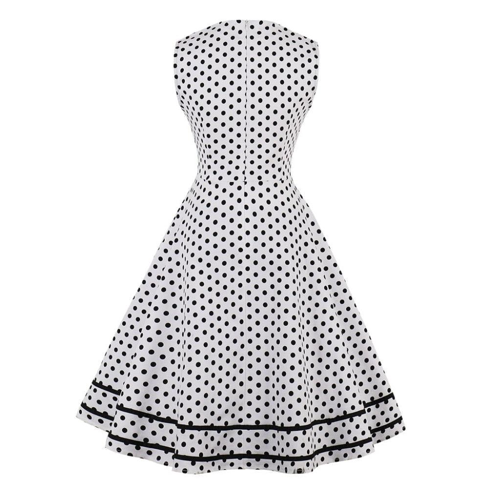 Polka Dot Women Retro Dress Female Sleeveless 1950s 60s - Lady Vals Vanity