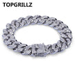 TOPGRILLZ Hip Hop Rock Jewelry Gold Color Plated Cuban Chain Micro Pave CZ Stones Bracelet 8 Inch Length Beacelets For Men - 