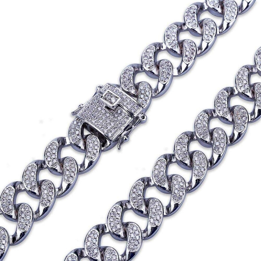 TOPGRILLZ Hip Hop Rock Jewelry Gold Color Plated Cuban Chain Micro Pave CZ Stones Bracelet 8 Inch Length Beacelets For Men - 