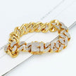 TOPGRILLZ Hip Hop Rock Jewelry Gold Color Plated Cuban Chain Micro Pave CZ Stones Bracelet 8 Inch Length Beacelets For Men - 