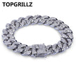 TOPGRILLZ Hip Hop Rock Jewelry Gold Color Plated Cuban Chain Micro Pave CZ Stones Bracelet 8 Inch Length Beacelets For Men - 