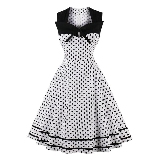 Polka Dot Women Retro Dress Female Sleeveless 1950s 60s - Lady Vals Vanity