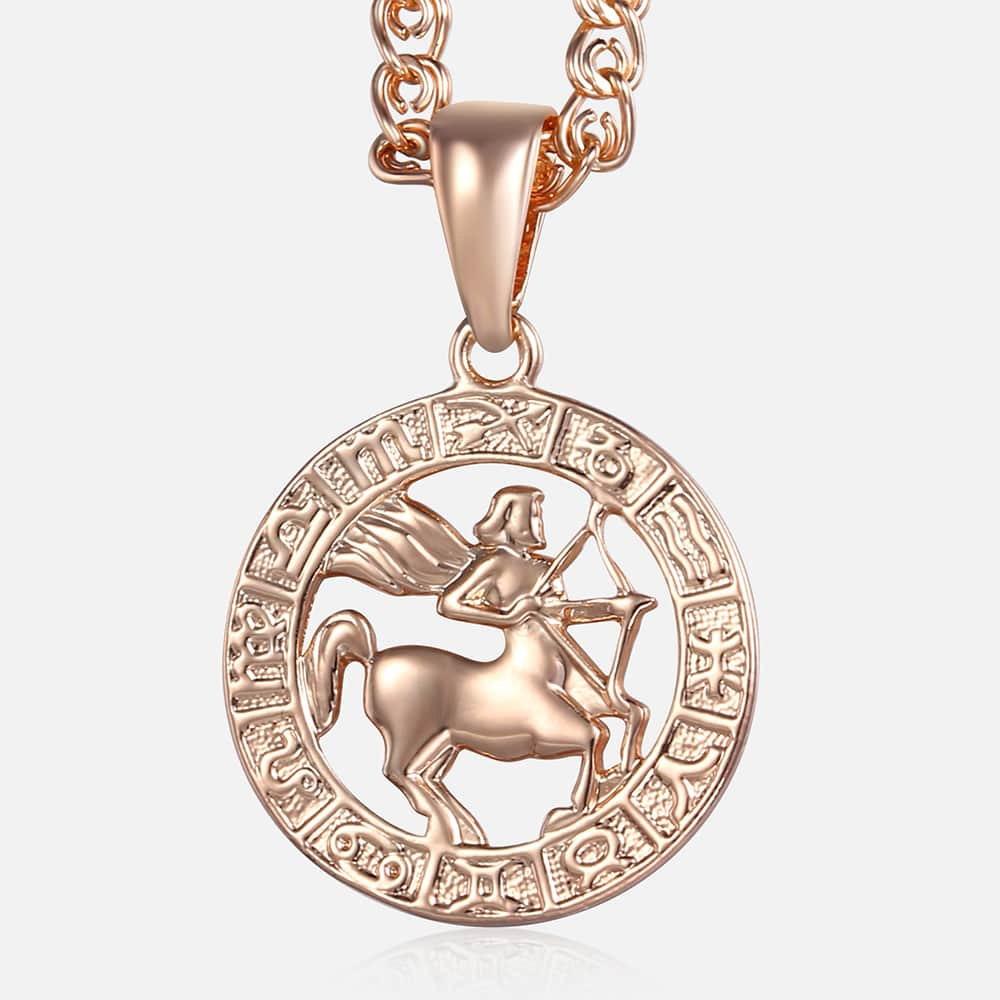 12 Zodiac Sign Constellations Pendant Necklace For Women Men 585 Rose Gold Color Necklace Birthday Gifts Drop Shipping GPM16A - Lady Vals Vanity