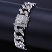 TOPGRILLZ Hip Hop Rock Jewelry Gold Color Plated Cuban Chain Micro Pave CZ Stones Bracelet 8 Inch Length Beacelets For Men - 