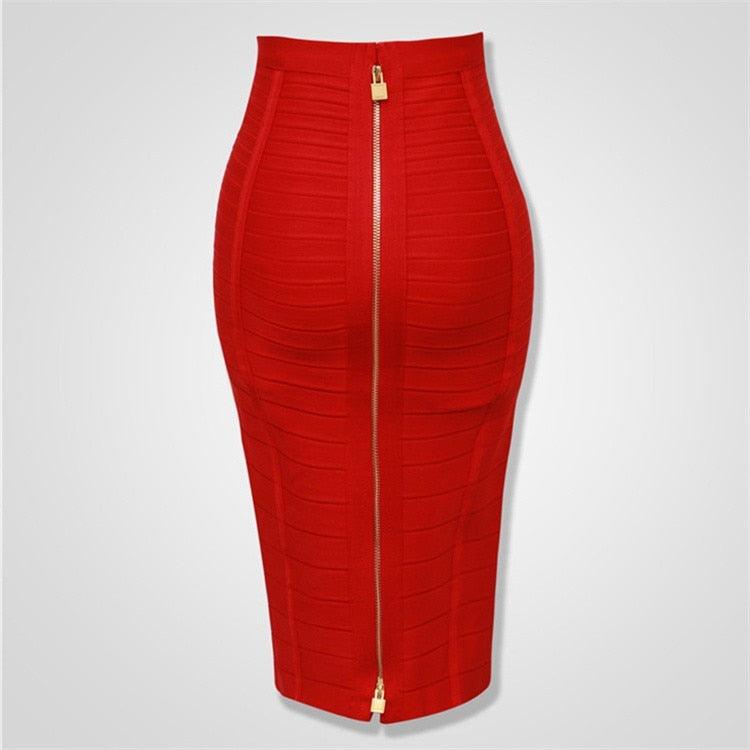 16 Colors Sexy Solid Zipper Orange Blue Black Red Bandage Skirt - Lady Vals Vanity