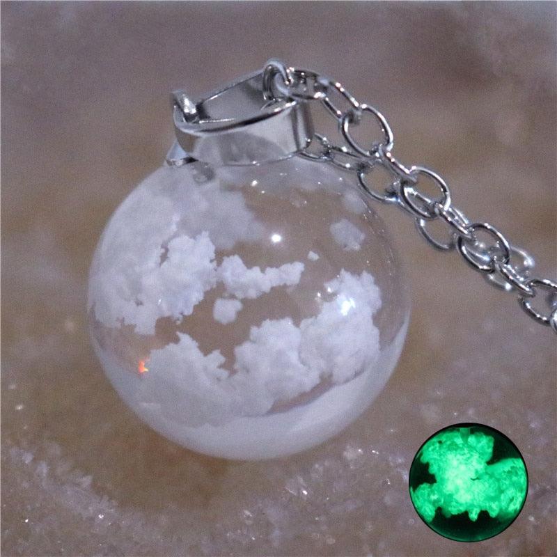 Chic Transparent Resin Round Ball Moon Pendant Necklace - Lady Vals Vanity