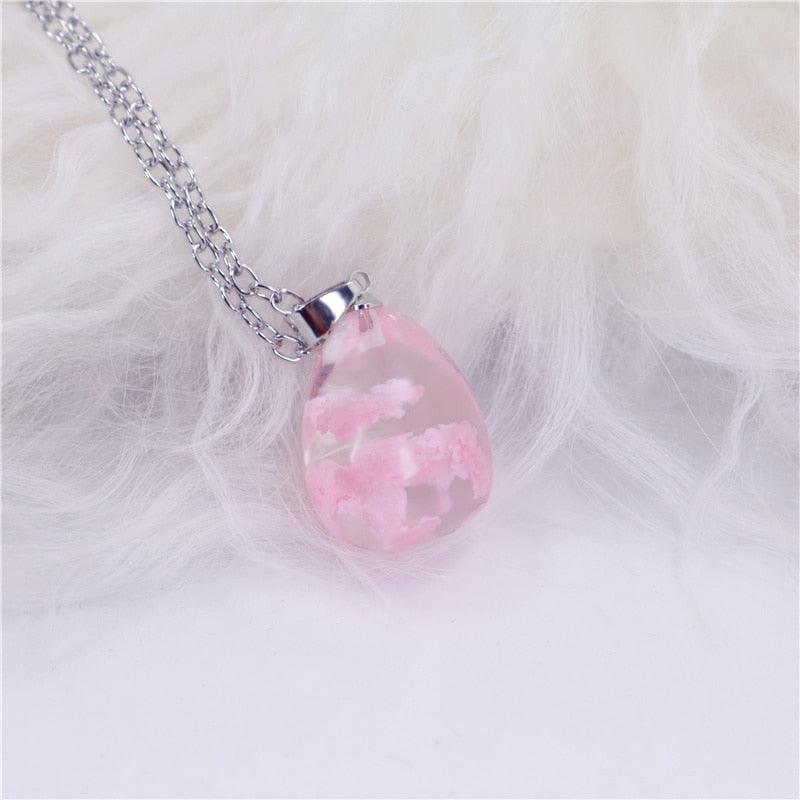 Chic Transparent Resin Round Ball Moon Pendant Necklace - Lady Vals Vanity