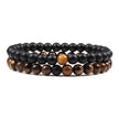 Set Bracelet Couples Distance Black White Natural Lava Stone Tiger Eye Beaded - Lady Vals Vanity