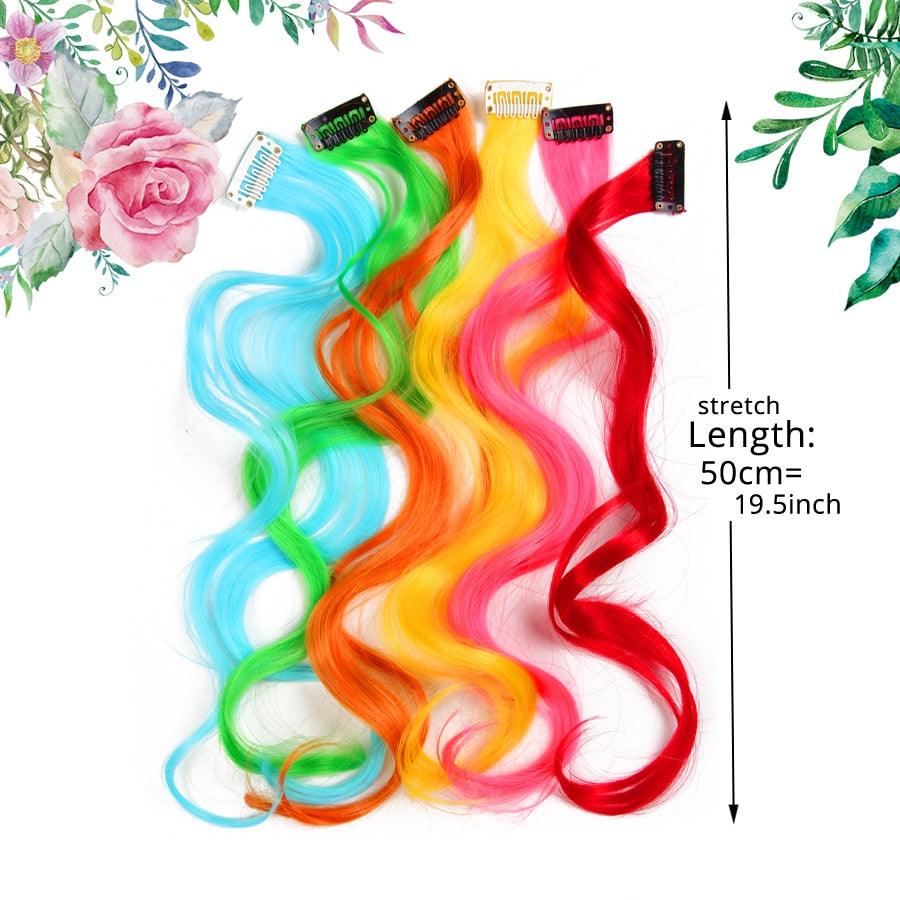 Alileader Synthetic Wavy One Clip In Hair Rainbow Color Curly Clip In One Piece Hair Extensions More Durable Long Curly Hairs - Lady Vals Vanity