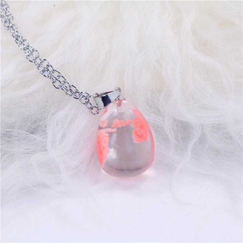 Chic Transparent Resin Round Ball Moon Pendant Necklace - Lady Vals Vanity