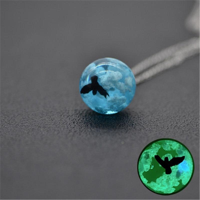 Chic Transparent Resin Round Ball Moon Pendant Necklace - Lady Vals Vanity