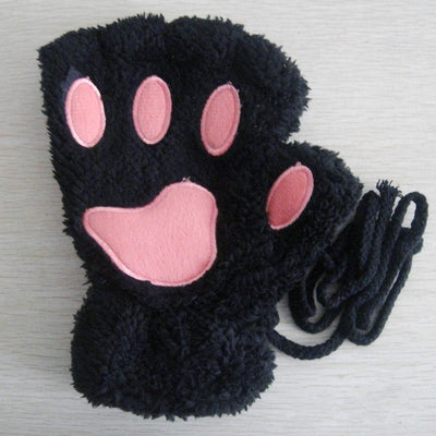 Fashion Girls Lovely Cat Claw Paw Plush Mittens - Lady Vals Vanity