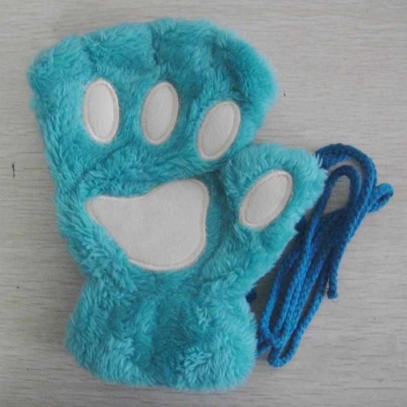 Fashion Girls Lovely Cat Claw Paw Plush Mittens - Lady Vals Vanity