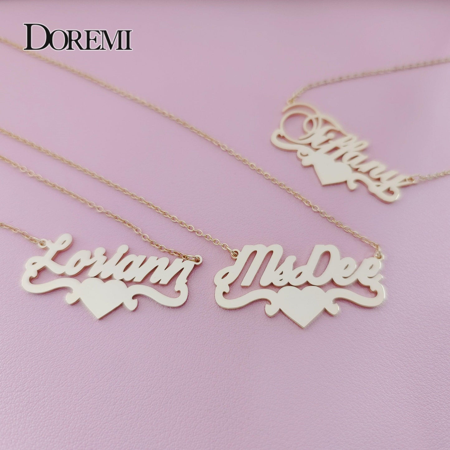 DOREMI Stainless Steel Custom Name Personalized Butterfly Name Necklaces for Women Jewelry Gold Filled Heart Statement Choker - Lady Vals Vanity