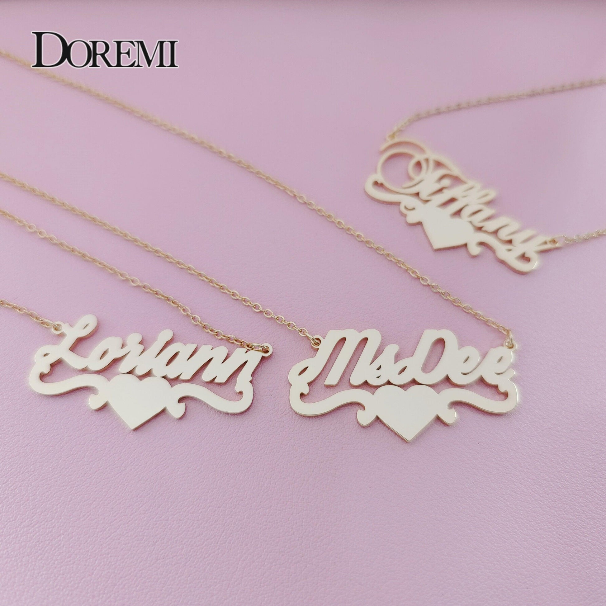 DOREMI Stainless Steel Custom Name Personalized Butterfly Name Necklaces for Women Jewelry Gold Filled Heart Statement Choker - Lady Vals Vanity