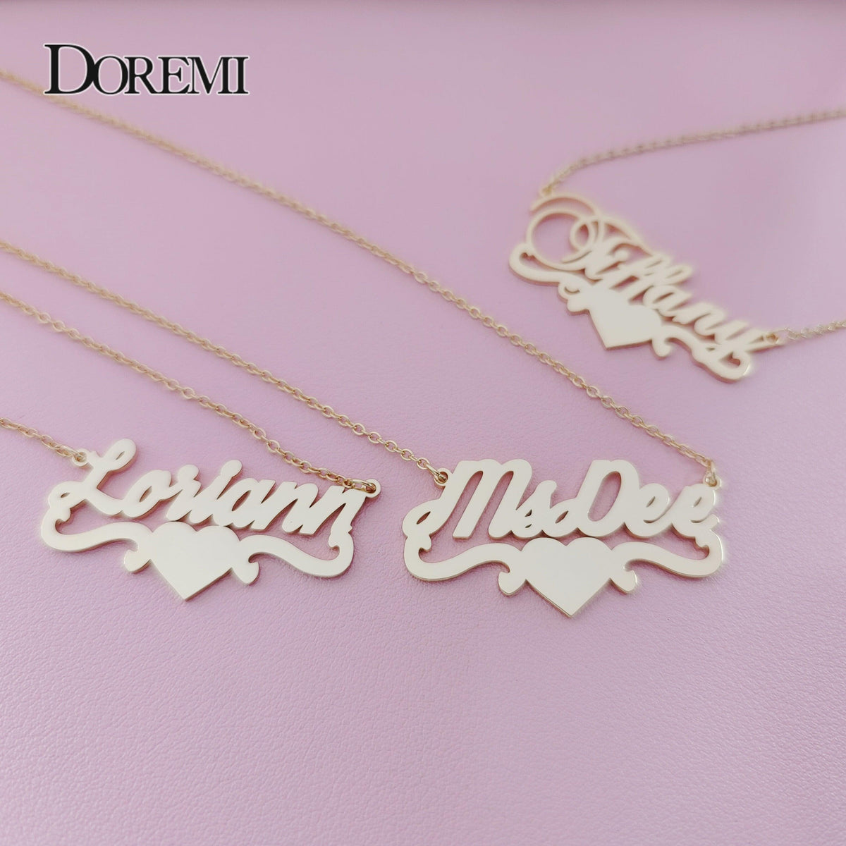 DOREMI Stainless Steel Custom Name Personalized Butterfly Name Necklaces for Women Jewelry Gold Filled Heart Statement Choker - Lady Vals Vanity