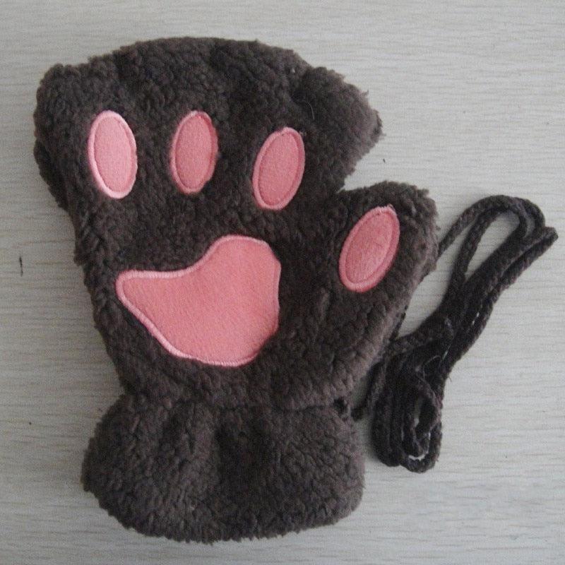 Fashion Girls Lovely Cat Claw Paw Plush Mittens - Lady Vals Vanity