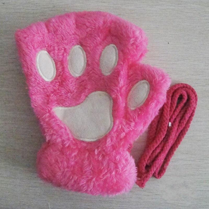 Fashion Girls Lovely Cat Claw Paw Plush Mittens - Lady Vals Vanity