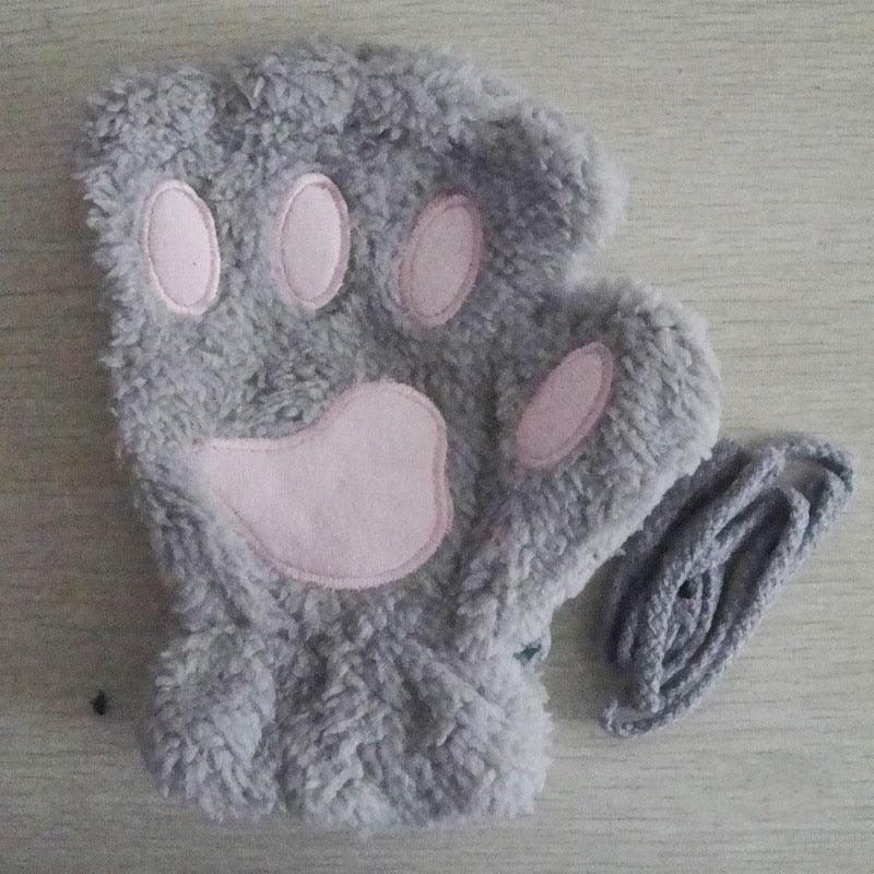 Fashion Girls Lovely Cat Claw Paw Plush Mittens - Lady Vals Vanity