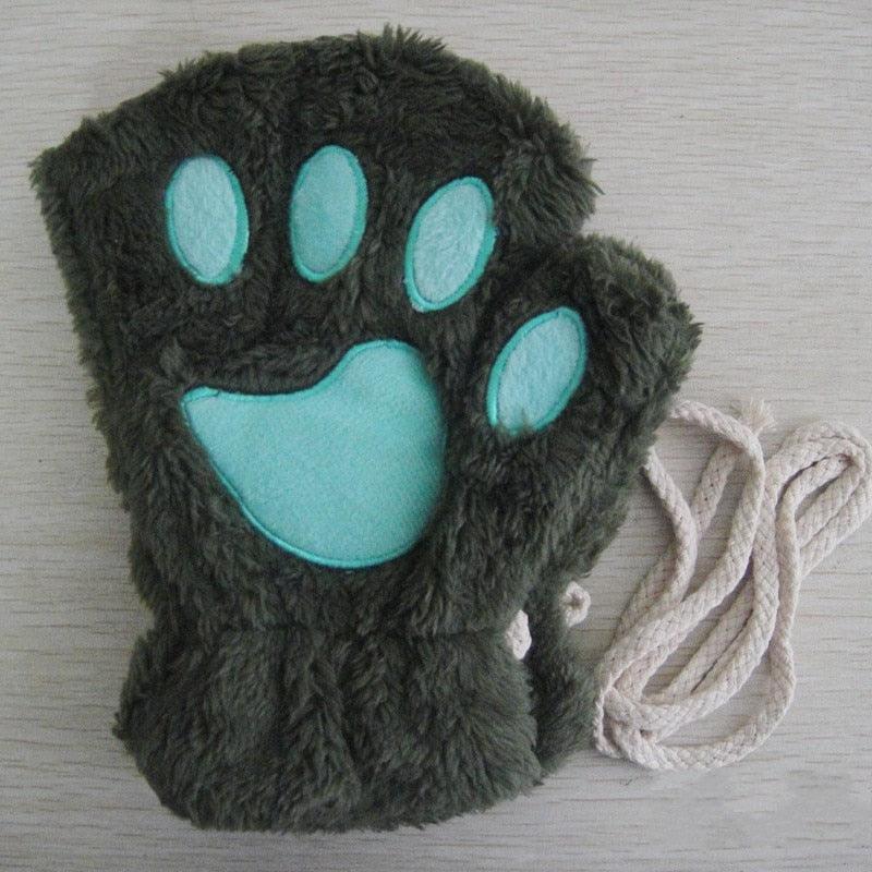 Fashion Girls Lovely Cat Claw Paw Plush Mittens - Lady Vals Vanity