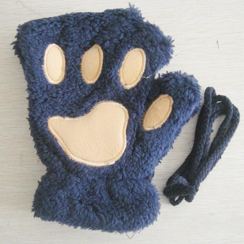 Fashion Girls Lovely Cat Claw Paw Plush Mittens - Lady Vals Vanity